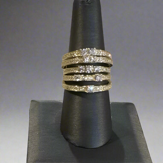 SS/VERMEIL CZ MULTI BAND RING