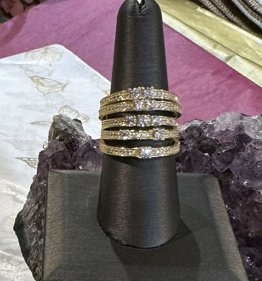 SS/VERMEIL CZ MULTI BAND RING