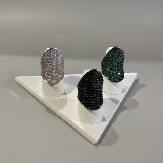 STERLING SILVER PAVE CZ WIDE BAND RING