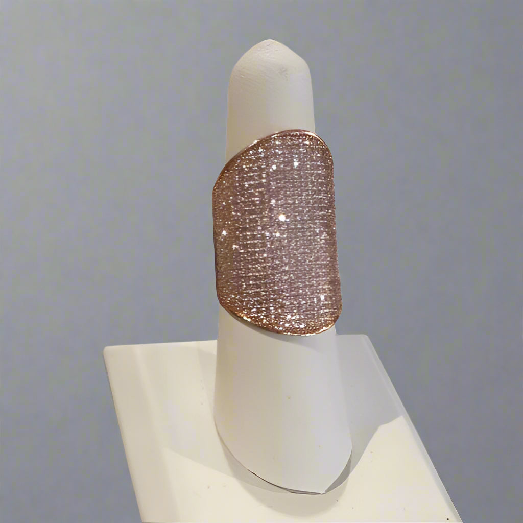 STERLING SILVER ROSE GOLD PLATED PAVE RING