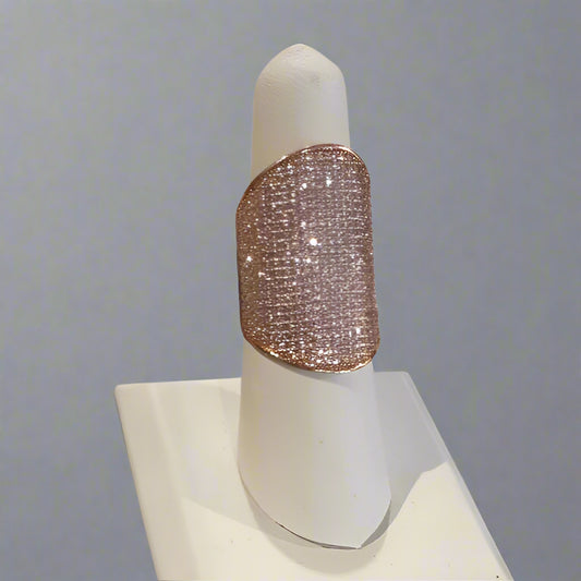 STERLING SILVER ROSE GOLD PLATED PAVE RING