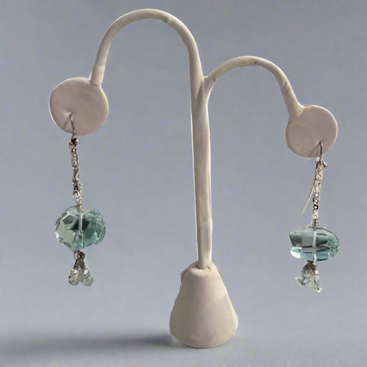 SS AND PEARLS BLUE QUARTZ EARRI
