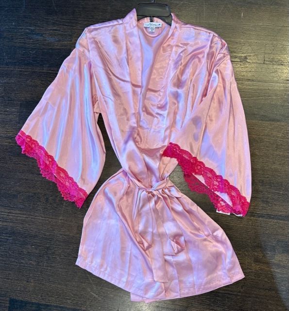 PINK SATIN/LACE WRAPPER