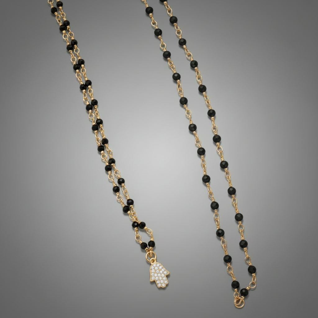 HEART/HAMSA CHARM NECKLACE