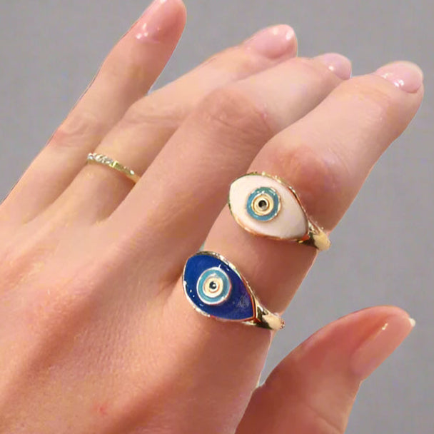 ADJUSTABLE EVIL EYE RING
