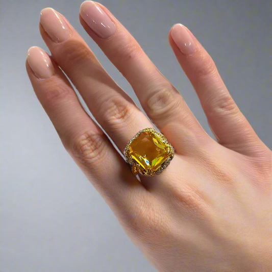 CZ CITRINE RING