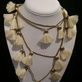 GOLD BEADED TASSEL NECKLACE