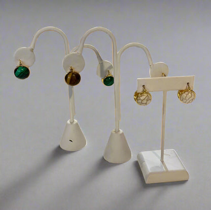 HOWLITE/MALACHITE/TIGEREYE EARRINGS