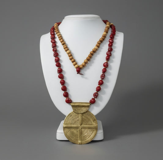 VINTAGE BRASS INFINITY SANDALWOOD PENDANT