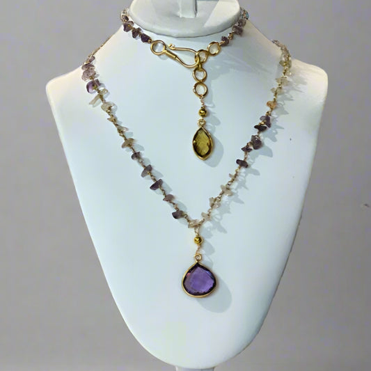 HANDWIRED AMETHYST AND MOONSTONE NECKLACE