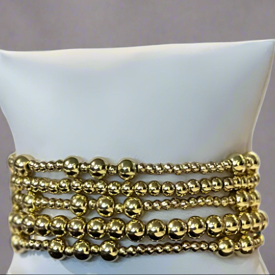 GOLD FILLED BEADS BRACELET SET