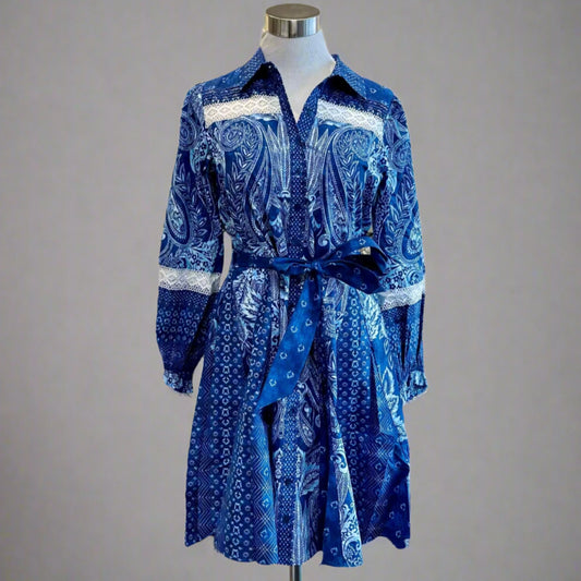 COLLARED BLUE AND WHITE SHIRT DRESS