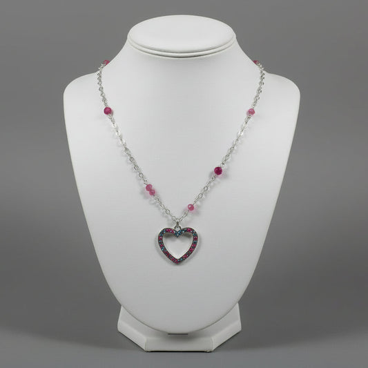 SAPPHIRE SS AGATE HEART NECKLACE