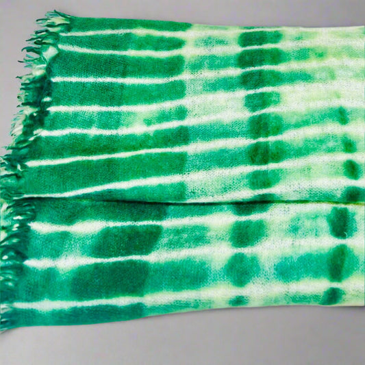 GREEN TIE - DYE CASHMERE SCARF