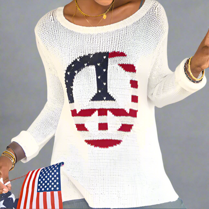 FLAG PEACE SIGN COTTON CREW