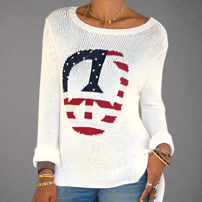 FLAG PEACE SIGN COTTON CREW