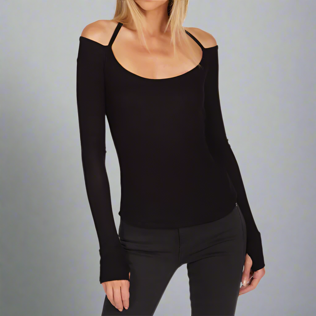 DAVE BLACK LS HALTER NECK TOP