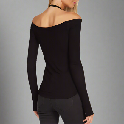 DAVE BLACK LS HALTER NECK TOP