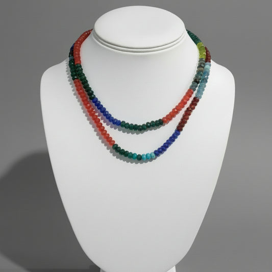 MULTI COLOR FACETED JADE AGATE NECKLACE