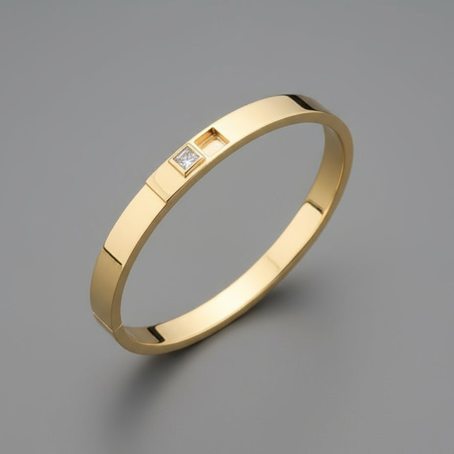 SQUARE CZ GOLD BANGLE