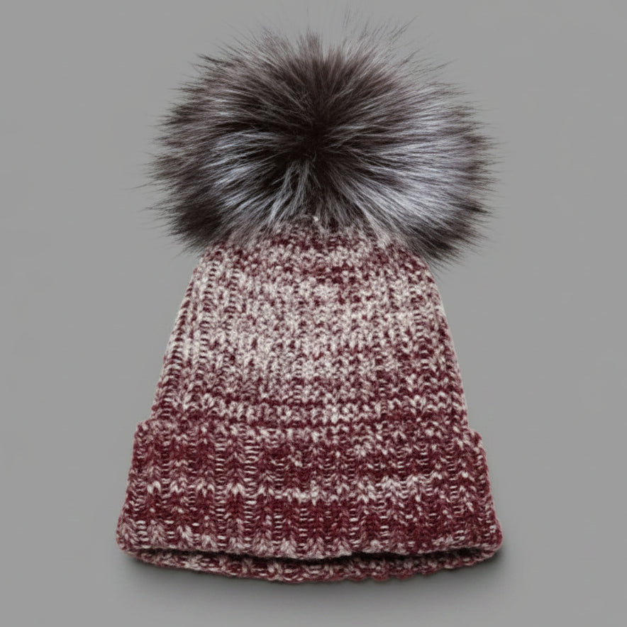 BURGUNDY SNOWFALL POM BEANIE