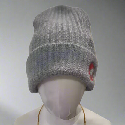 CASHMERE SLOUCH GRAY BEANIE HAT