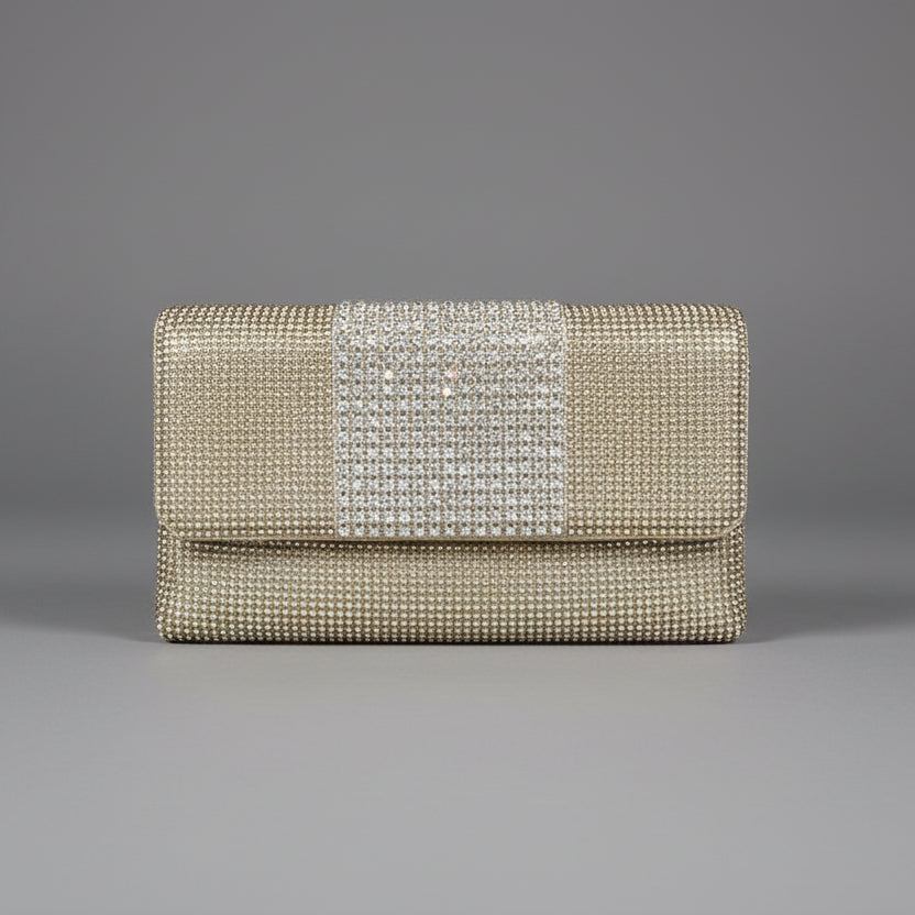 GOLD CRYSTAL PANEL CLUTCH