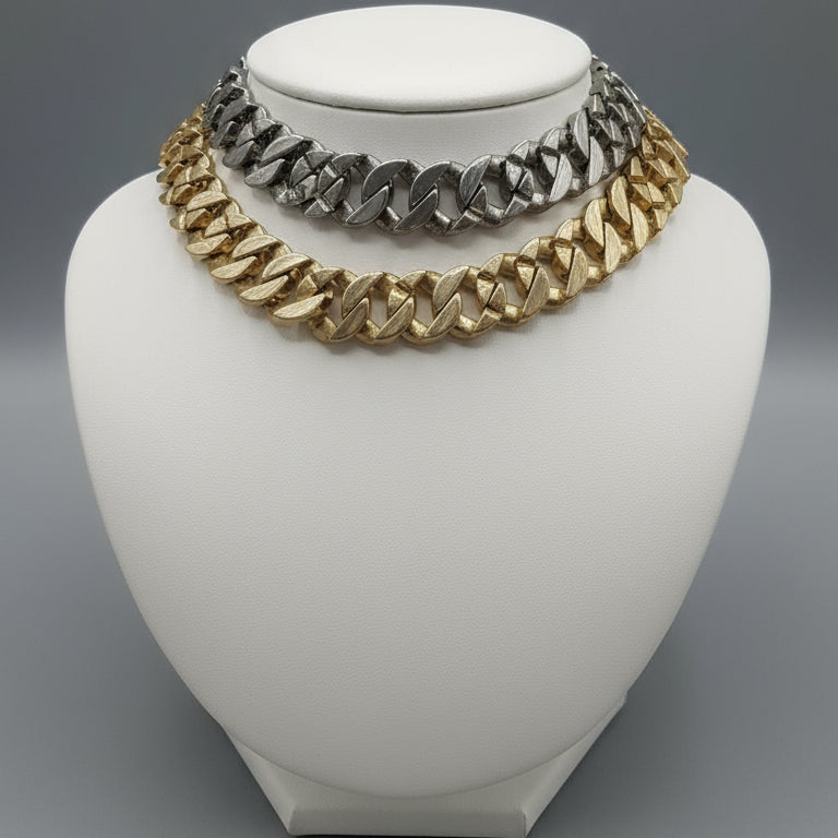 TWO TONE CUBIN LINK NECKLACE