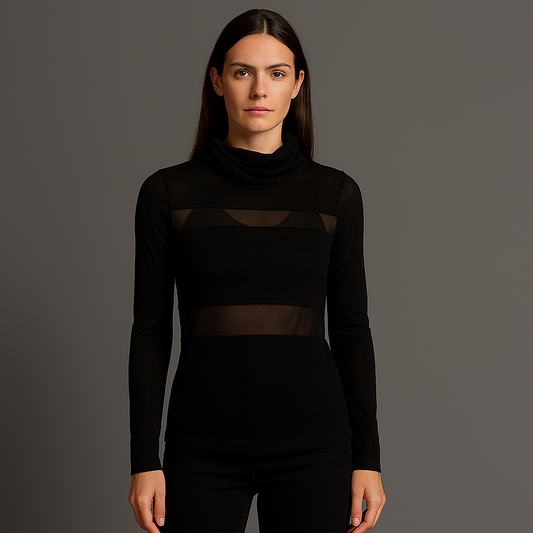 FITTED TURTLENECK WITH MESH