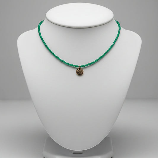 GREEN AURA BEADED CHARM NECKLACE