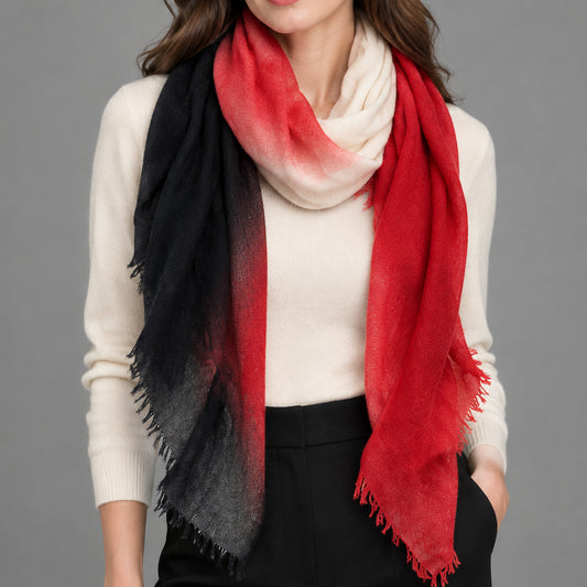 RED OMBRE CASHMERE SCARF