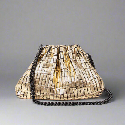 MINI GAME WOVEN LAMINATED CLUTCH