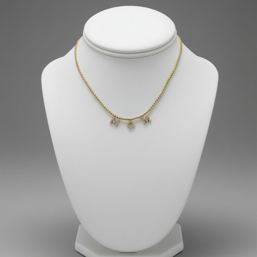 GOLD "MOM" CZ NECKLACE