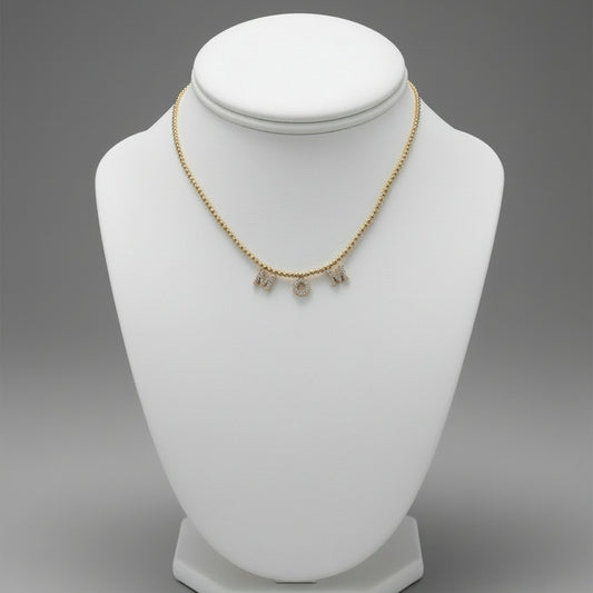 GOLD "MOM" CZ NECKLACE