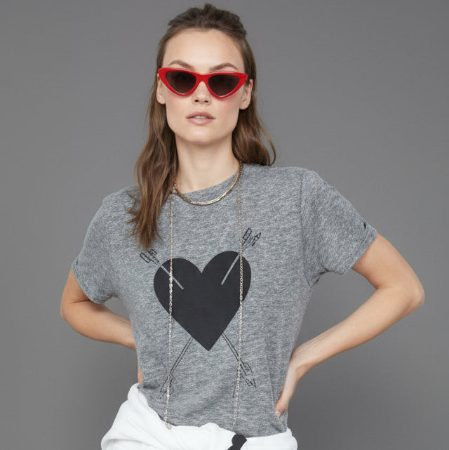 VINTAGE GREY WITH HOLES LOVE-T SHIRT