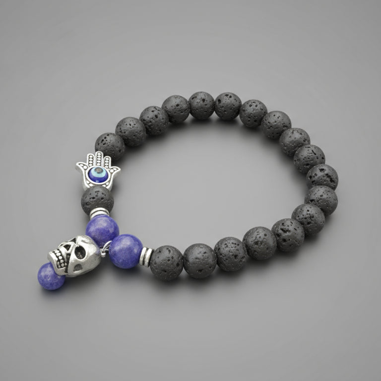 HAMSA SKULL MULTI STONE BRACELET