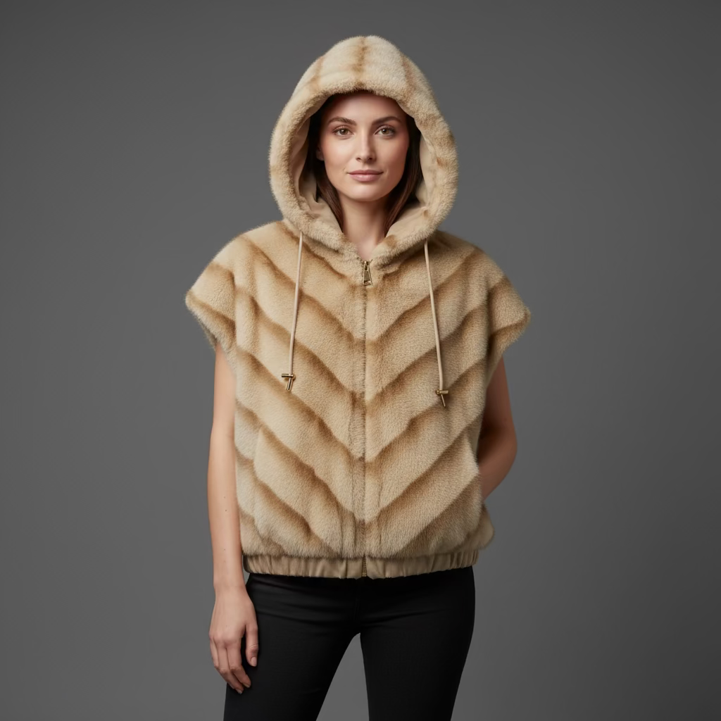 FUR VEST W/ HOOD