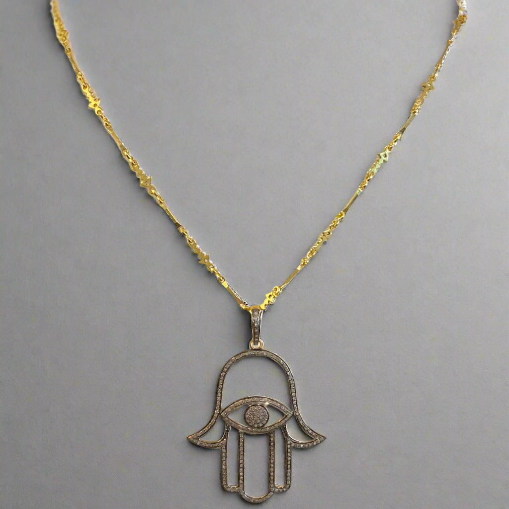 ROSE CUT DIA HAMSA NECKLACE