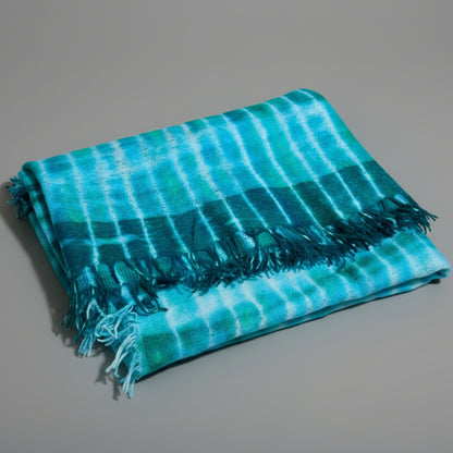 GREEN & BLUE TIE - DYE CASHMERE SCARF