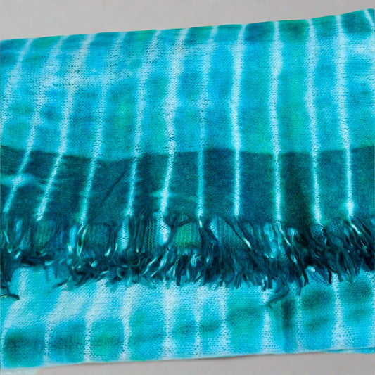 GREEN & BLUE TIE - DYE CASHMERE SCARF