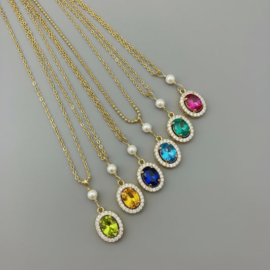 FRESH WATER PEARL AND CRYSTAL NECKLACE