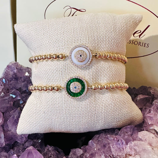 ENAMEL & CZ EVIL EYE BRACELET