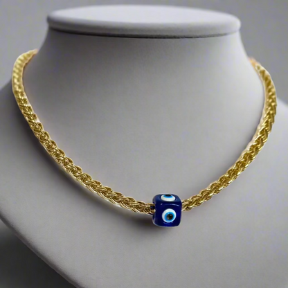 EVIL EYE BEAD ON BARREL CHAIN