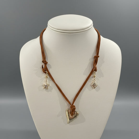 HEART ON LEATHER CORD NECKLACE