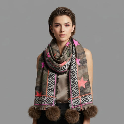 ARMY GREEN WOVEN CAMO SCARF