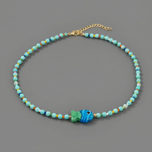 BLUE GLASS FISH NECKLACE