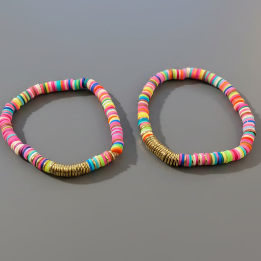 GOLD AND RUBBER DISC BRACELET