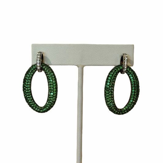 GREEN WHT CZ EARRINGS