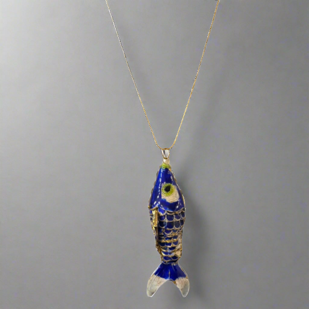 ENAMEL BLUE FISH NECKLACE