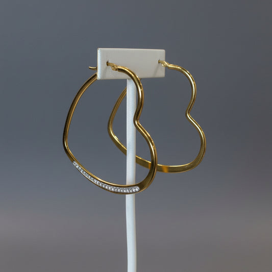 CZ HEART HOOPS